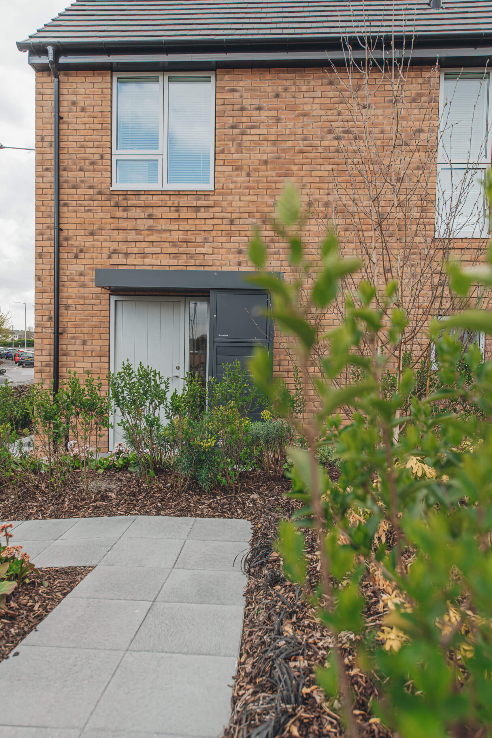 Image of the front door of our new build, semi-detached home
