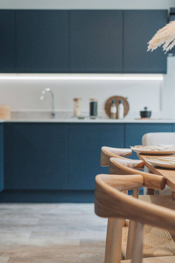 Blue kitchen in our new build homes
